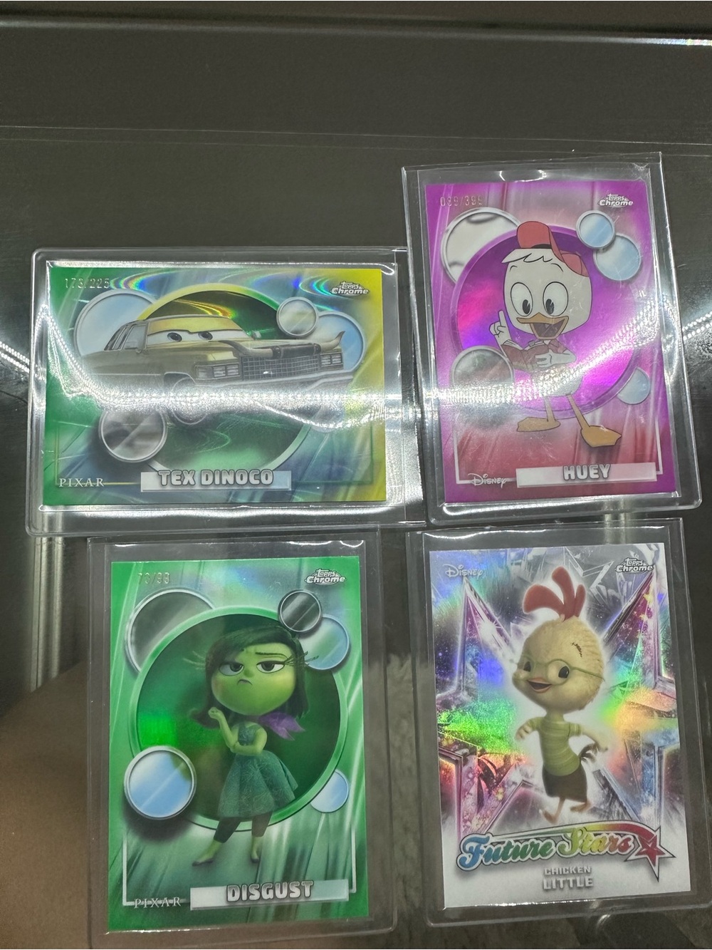 Set of 4 Disney Topps Chrome cards 173/225, 89/399 & 73/99